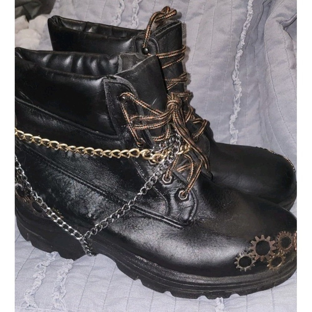 Steampunk Thorogood Mens Boots Street Wear Gears Chains Costume Cosplay 10.5 W